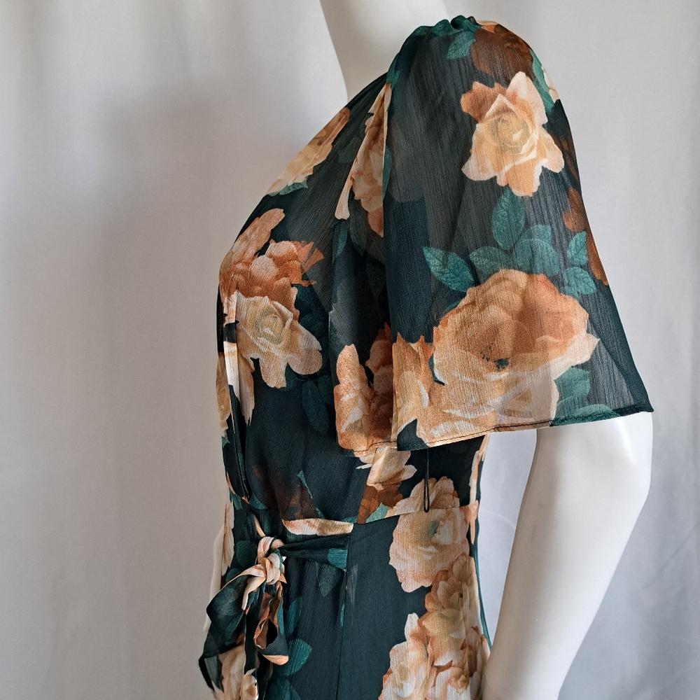Calvin Klein Floral High-Low Dress - Black and Tan - Picture 10 of 16